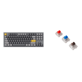 Клавиатура проводная, Q3-N2,RGB подсветка,синий свитч,87 кнопок, цвет серый